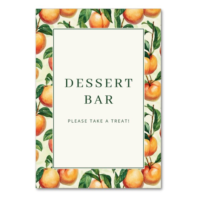 Cheerful Orange Apricot Illustration Border Table Number (Front)