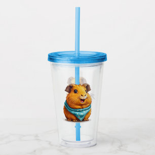 Cheerful Orange Guinea Pig With Blue Bandanna Acrylic Tumbler