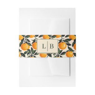 Cheerful Orange Vintage Fruit Motive Invitation Belly Band