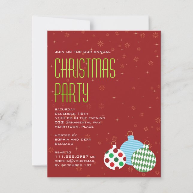 Cheerful Ornaments Party Invitation (Front)