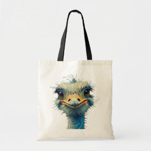 Cheerful Ostrich Tote Bag Oil Painting Style