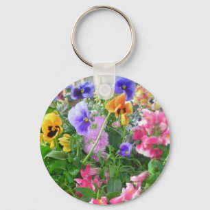 Cheerful pansies keychain
