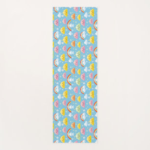 Cheerful Pattern with Smiling Clouds and Rainbow Yoga Mat