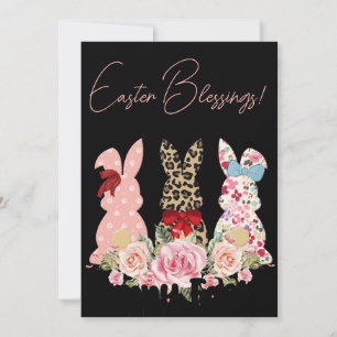 Cheerful Peach Easter Bunny Watercolor Painting Ho Holiday Card