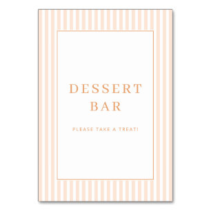 Cheerful Peach Minimalist Dessert Bar Sign Table Number