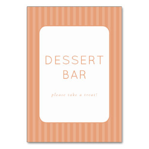 Cheerful Peach Minimalist Dessert Bar Sign Table Number