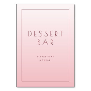 Cheerful Pink Minimalist Dessert Bar Sign Table Number