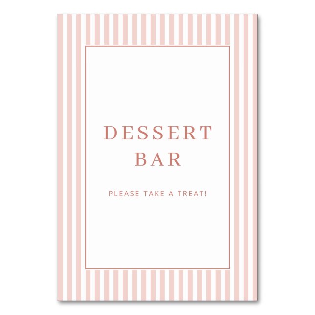 Cheerful Pink Minimalist Dessert Bar Sign Table Number (Front)