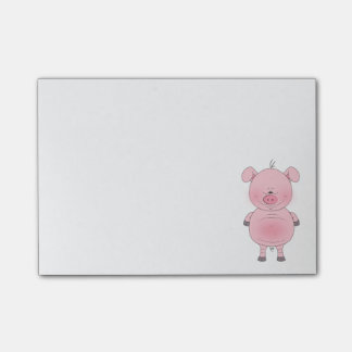 Cheerful Pink Pig Cartoon Post-it Notes