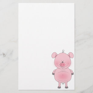 Cheerful Pink Pig Cartoon Stationery