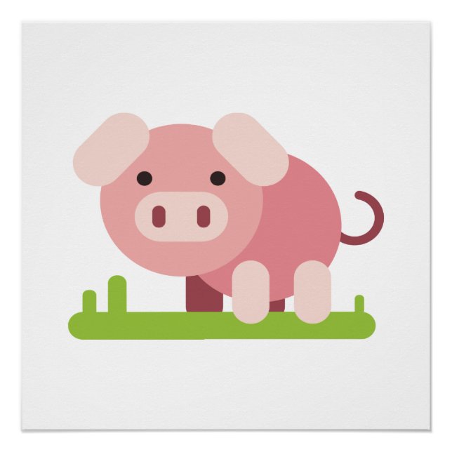 Cheerful Pink Piglet Poster (Front)