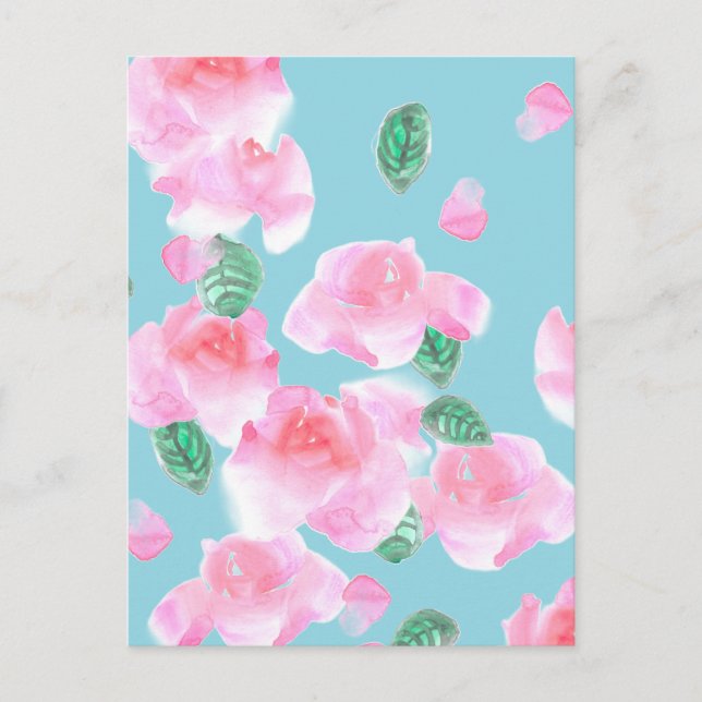 Cheerful Pink Roses Postcard (Front)