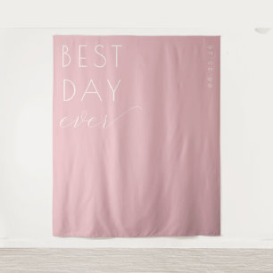 Cheerful Pink Typographic Celebration Tapestry