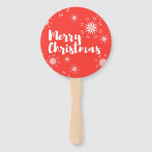 Cheerful, playful design of Merry Christmas Hand Fan
