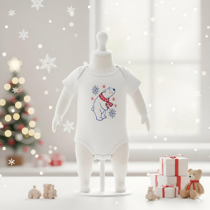 Cheerful Polar Bear Winter Holiday Design Baby Bodysuit