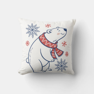 Cheerful Polar Bear Winter Holiday Design Cushion