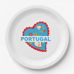 Cheerful Portuguese heart Paper Plate