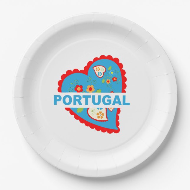 Cheerful Portuguese heart Paper Plate (Front)
