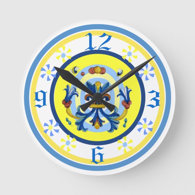 Cheerful Pottery Pattern Clock (Front)
