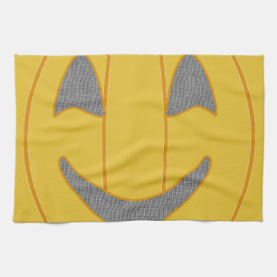 Cheerful Pumpkin Costume Design Halloween Orange Tea Towel
