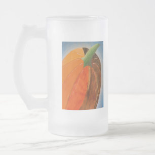 Cheerful Pumpkin Frosted Glass Beer Mug