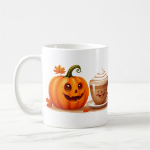 Cheerful Pumpkin With Coffee Cup Fall Comfort 🍁