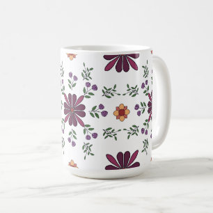 Cheerful Purple and Yellow Floral Folk Art Mug 