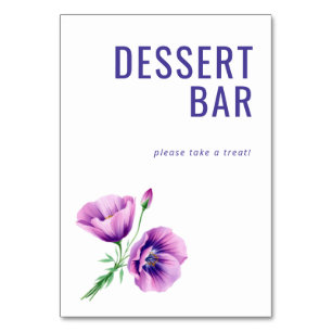 Cheerful Purple Botanical Dessert Sign Table Number