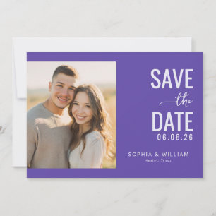 Cheerful Purple Modern Photo Save The Date