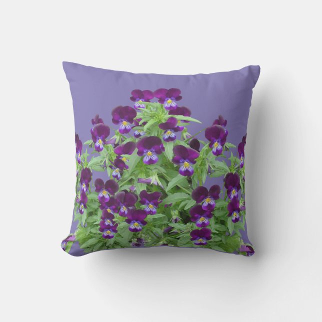 Cheerful Purple Viola Flowers Patio Outdoor Cushion (Front)