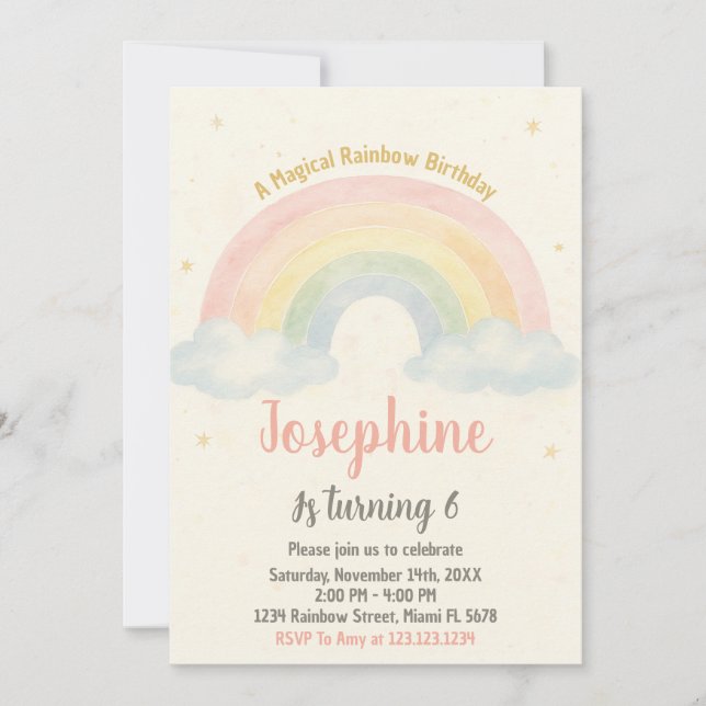 Cheerful Rainbow Birthday Invitation (Front)