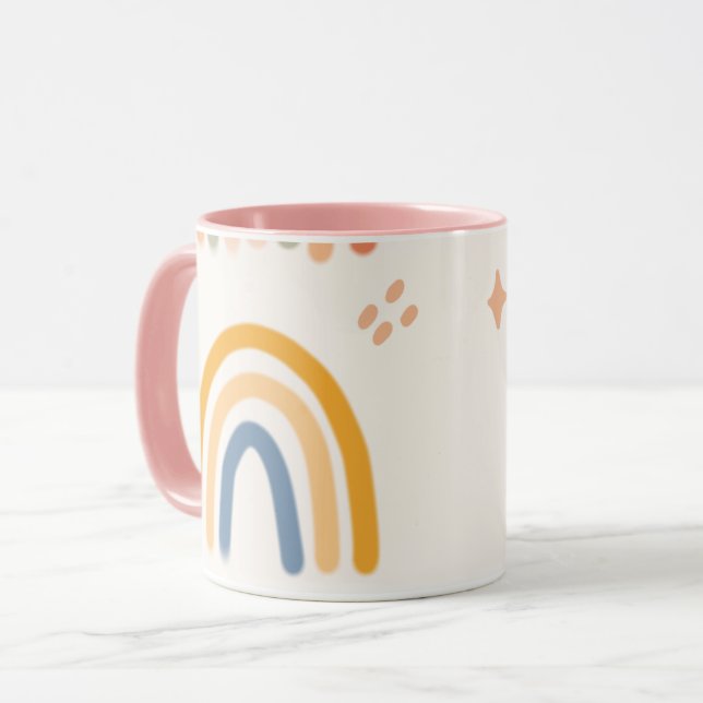 Cheerful Rainbow Doodle Mug Design (Front Left)