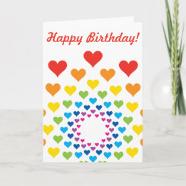 Cheerful rainbow hearts, Happy Birthday! Card