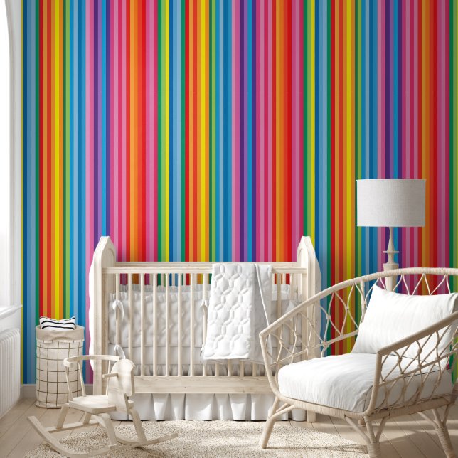 Cheerful Rainbow Stripes Wallpaper (Kids)