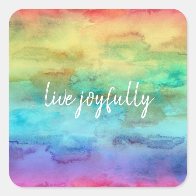 Cheerful Rainbow Watercolor Planner Square Sticker (Front)