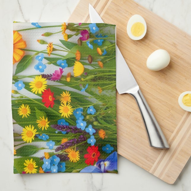 Cheerful Rainbow Wildflower Spring Spectrum Joy Tea Towel (Quarter Fold)
