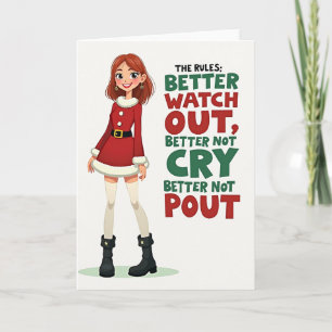 Cheerful Red Dress Christmas Card