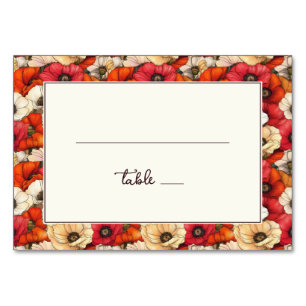 Cheerful Red Floral Garden Border Table Number