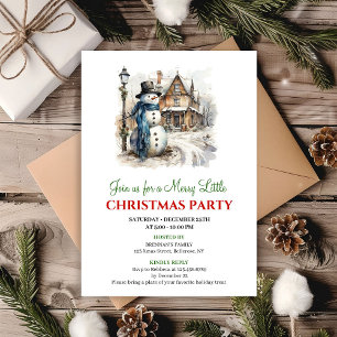 Cheerful red green winter scene party invite