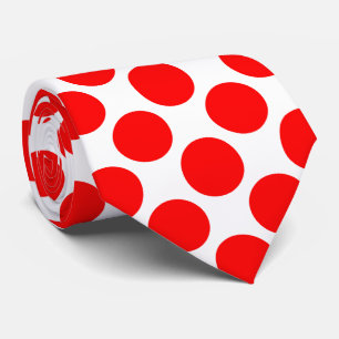 Cheerful Red Polka Dots on Custom White Holiday Tie