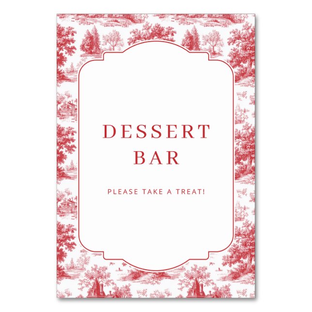 Cheerful Red Vintage Pastoral Scenes Table Number (Front)