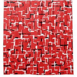 Cheerful Red/White/Black Trendy Shower Curtain