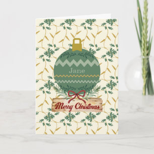 Cheerful Regal Floral Ivory Holiday Card
