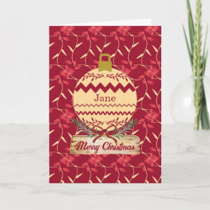 Cheerful Regal Floral Red Personalise Holiday Card