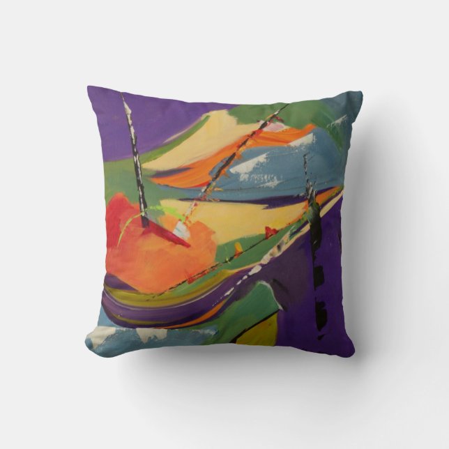 Cheerful Regatta Throw Pillow (Front)
