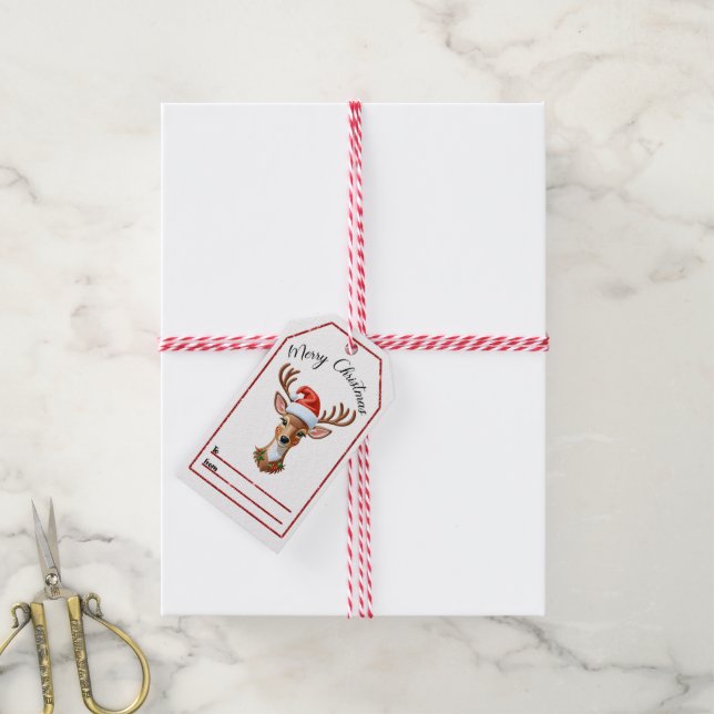 Cheerful reindeer Christmas tags! Gift Tags (With Twine)