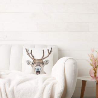 Cheerful Reindeer Throw Pillow Christmas Holidays