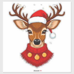Cheerful Reindeer With Santa Hat