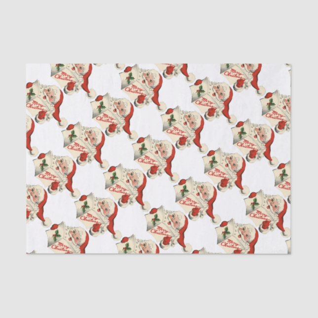 Cheerful Retro Santa Claus Tissue Paper (Front)