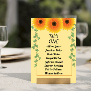 Cheerful Rising Sunflower Table Number